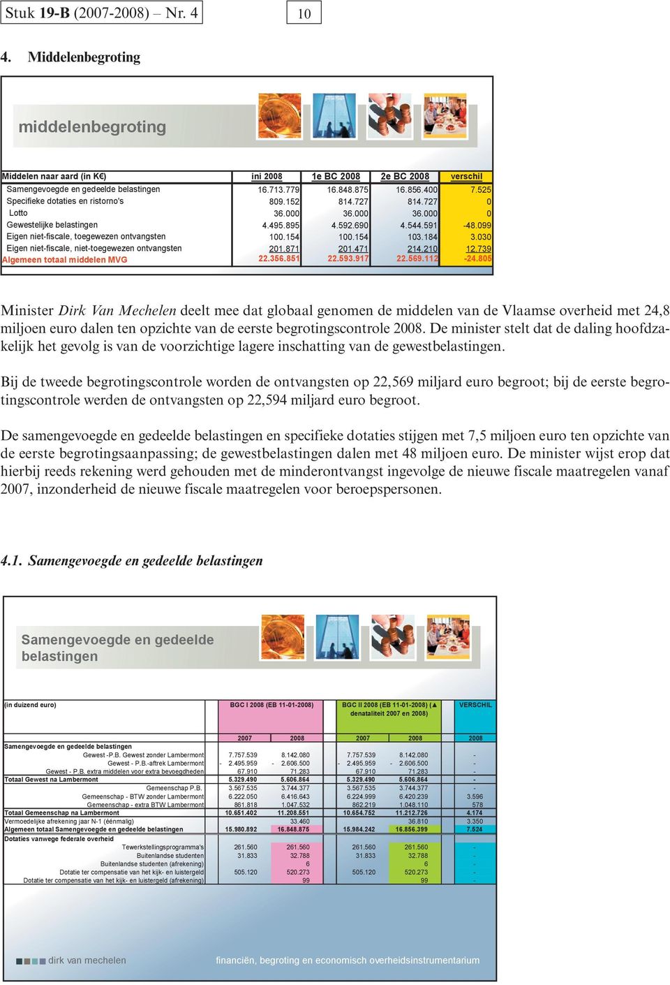 525 Specifieke dotaties en ristorno's 809.152 814.727 814.727 0 Lotto 36.000 36.000 36.000 0 Gewestelijke belastingen 4.495.895 4.592.690 4.544.591-48.