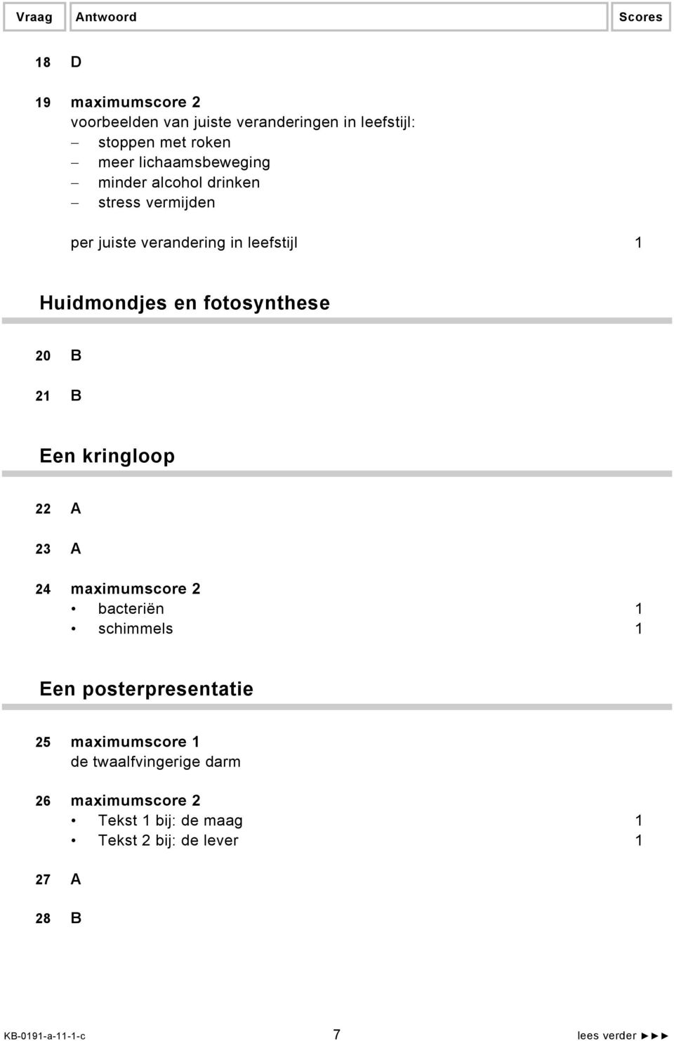 Een kringloop 22 A 23 A 24 maximumscore 2 bacteriën 1 schimmels 1 Een posterpresentatie 25 maximumscore 1 de