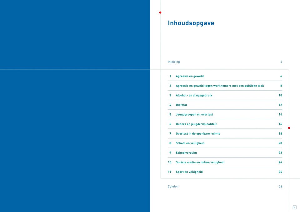 Ouders en jeugdcriminaliteit 16 7 Overlast in de openbare ruimte 18 8 School en veiligheid 20