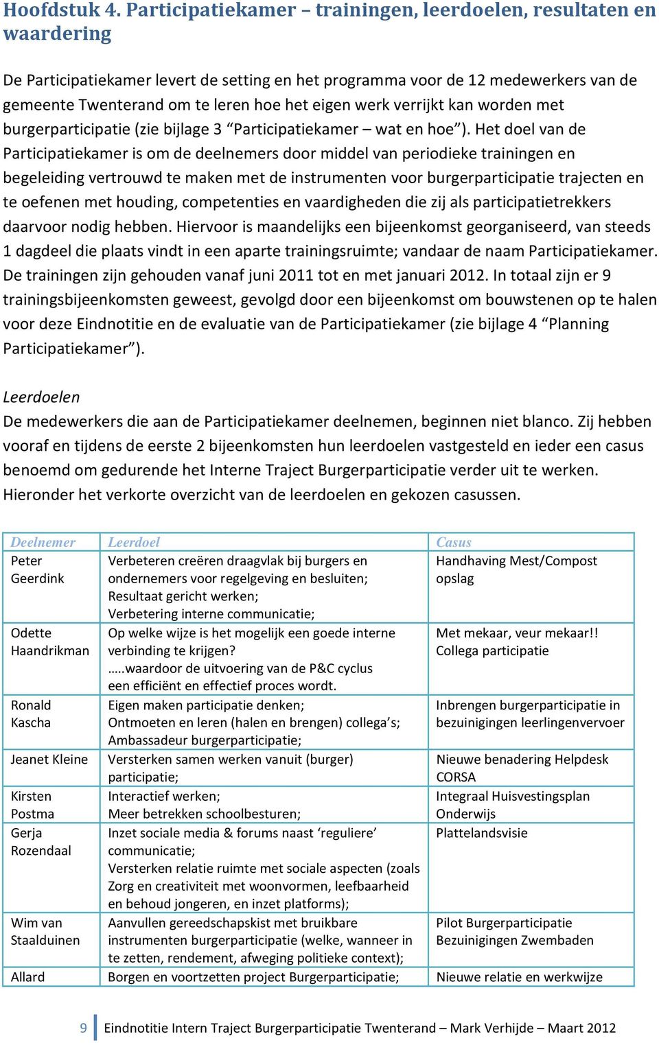 werk verrijkt kan worden met burgerparticipatie (zie bijlage 3 Participatiekamer wat en hoe ).
