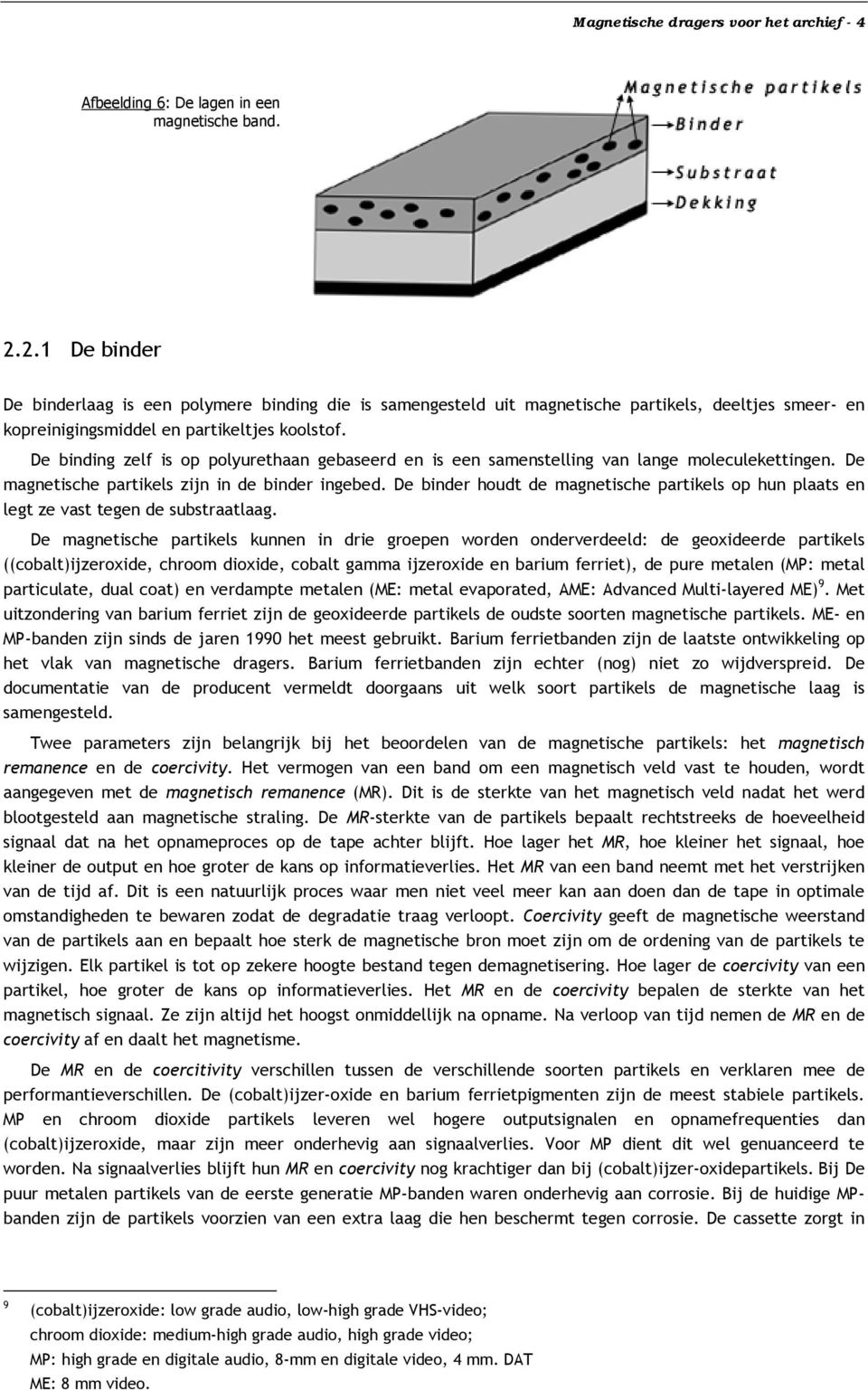 De binding zelf is op polyurethaan gebaseerd en is een samenstelling van lange moleculekettingen. De magnetische partikels zijn in de binder ingebed.