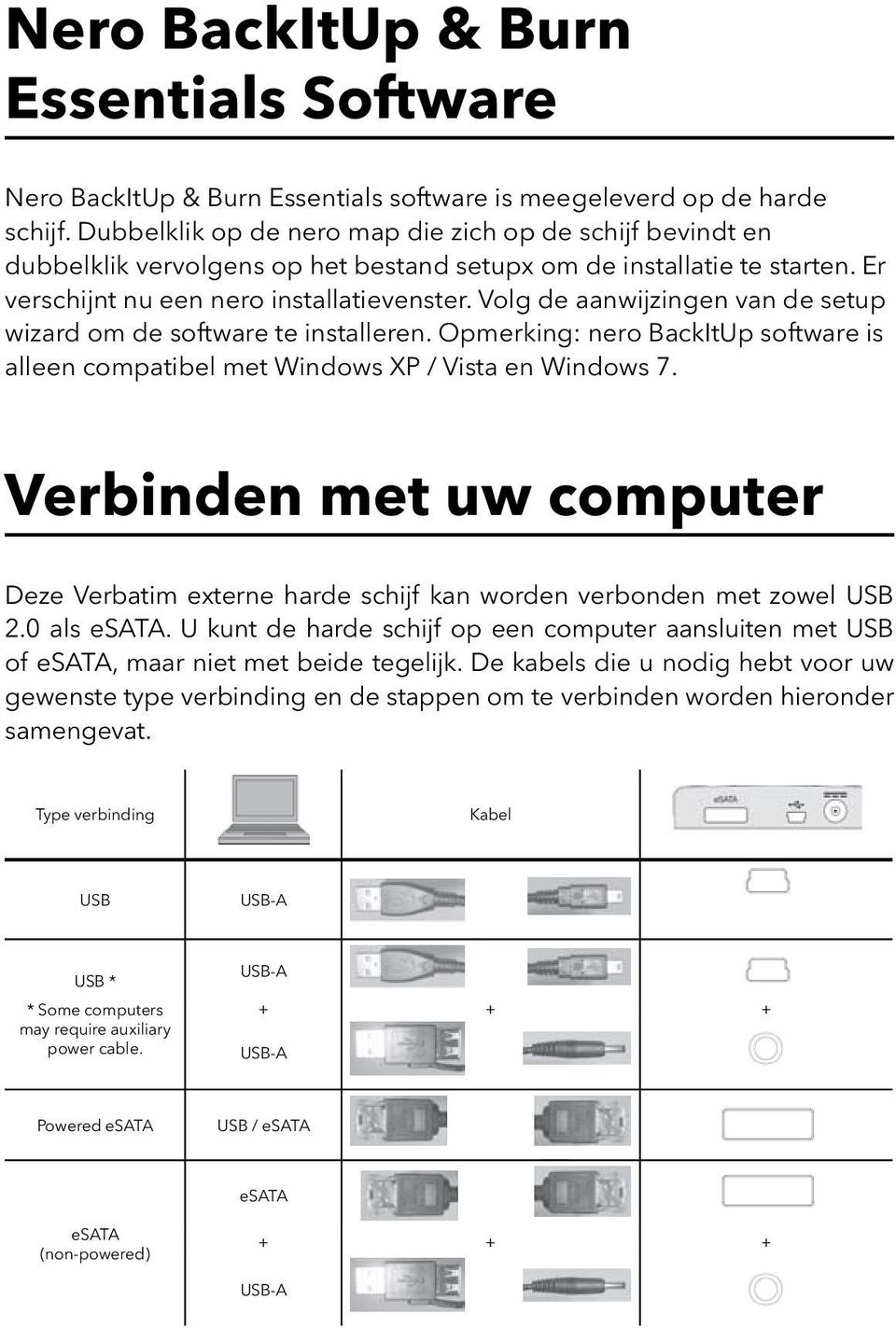 Volg de aanwijzingen van de setup wizard om de software te installeren. Opmerking: nero BackItUp software is alleen compatibel met Windows XP / Vista en Windows 7.