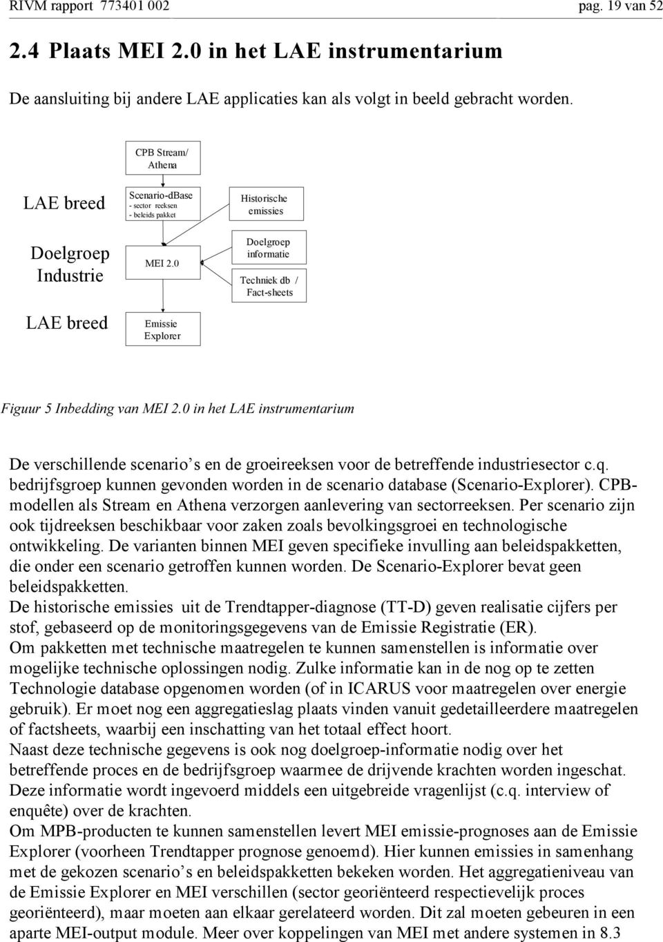 0 Emissie Explorer Doelgroep informatie Techniek db / Fact-sheets )LJXXU,QEHGGLQJYDQ0(,LQKHW/$(LQVWUXPHQWDULXP De verschillende scenario s en de groeireeksen voor de betreffende industriesector c.q.