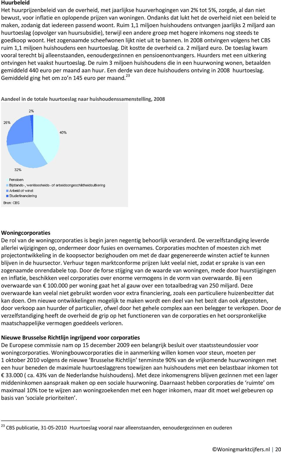 Ruim 1,1 miljoen huishoudens ontvangen jaarlijks 2 miljard aan huurtoeslag (opvolger van huursubsidie), terwijl een andere groep met hogere inkomens nog steeds te goedkoop woont.