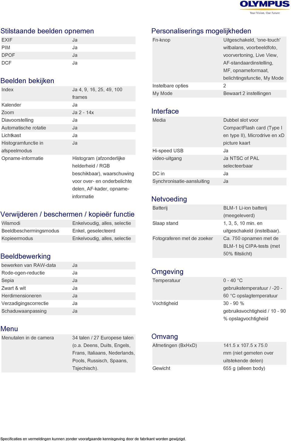 Enkelvoudig, alles, selectie Beeldbeschermingsmodus Enkel, geselecteerd Kopieermodus Enkelvoudig, alles, selectie Beeldbewerking bewerken van RAW-data Rode-ogen-reductie Sepia Zwart & wit