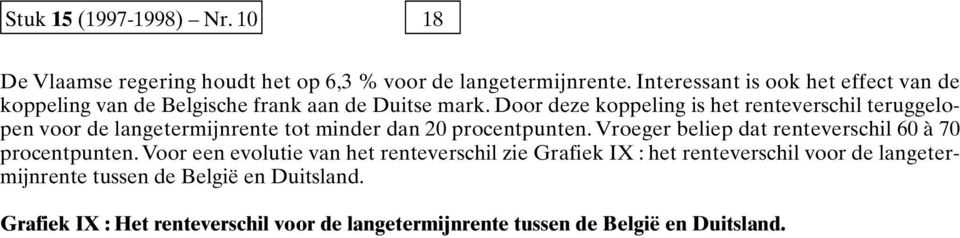 Door deze koppeling is het renteverschil teruggelopen voor de langetermijnrente tot minder dan 20 procentpunten.