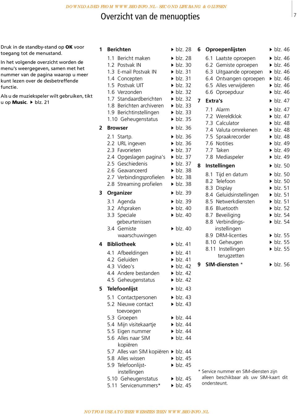 Als u de muziekspeler wilt gebruiken, tikt u op Music. blz. 21 1 Berichten blz. 28 1.1 Bericht maken 1.2 Postvak IN 1.3 E-mail Postvak IN 1.4 Concepten 1.5 Postvak UIT 1.6 Verzonden 1.