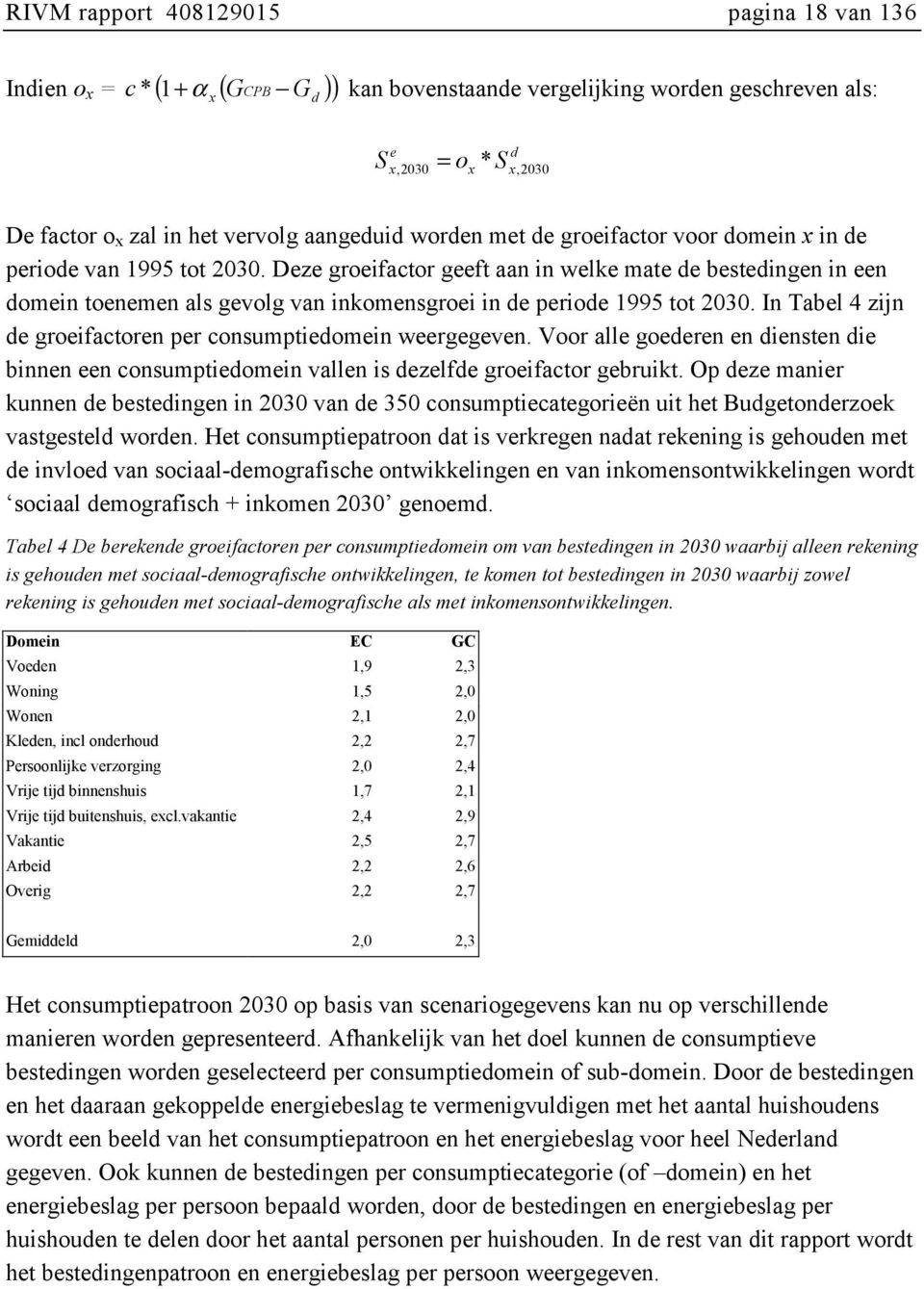 Deze groeifactor geeft aan in welke mate de bestedingen in een domein toenemen als gevolg van inkomensgroei in de periode 1995 tot 2030.