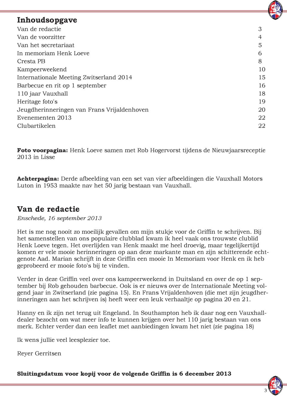 de Nieuwjaarsreceptie 2013 in Lisse Achterpagina: Derde afbeelding van een set van vier afbeeldingen die Vauxhall Motors Luton in 1953 maakte nav het 50 jarig bestaan van Vauxhall.