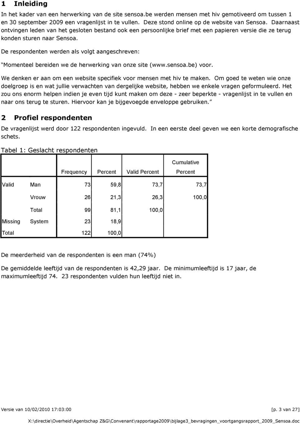 De respondenten werden als volgt aangeschreven: Momenteel bereiden we de herwerking van onze site (www.sensoa.be) voor. We denken er aan om een website specifiek voor mensen met hiv te maken.