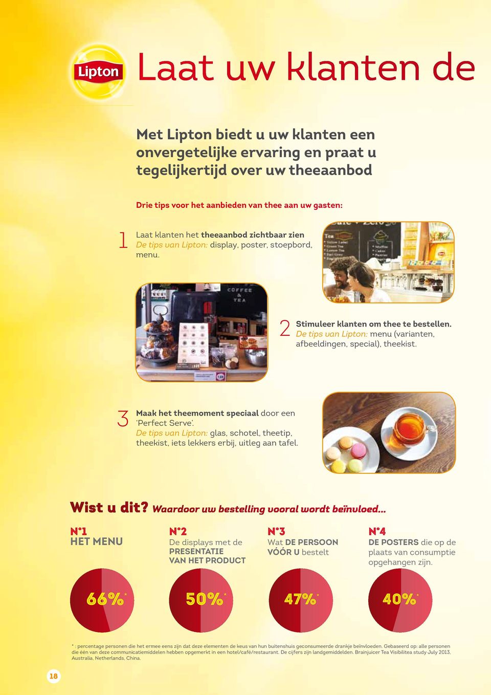 3 maak het theemoment speciaal door een Perfect Serve. De tips van Lipton: glas, schotel, theetip, theekist, iets lekkers erbij, uitleg aan tafel. Wist u dit?