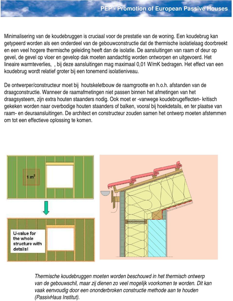 De aansluitingen van raam of deur op gevel, de gevel op vloer en gevelop dak moeten aandachtig worden ontworpen en uitgevoerd.