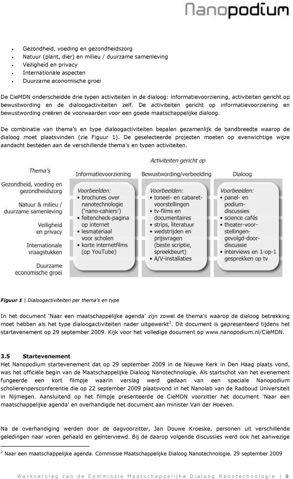 De activiteiten gericht op informatievoorziening en bewustwording creëren de voorwaarden voor een goede maatschappelijke dialoog.