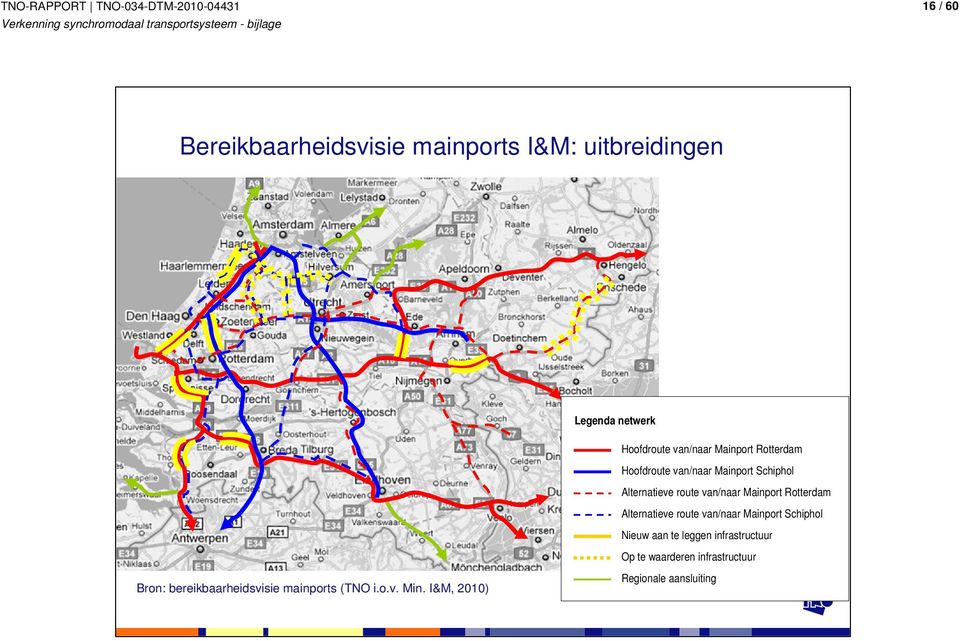 Rotterdam Alternatieve route van/naar Mainport Schiphol Nieuw aan te leggen infrastructuur Op te