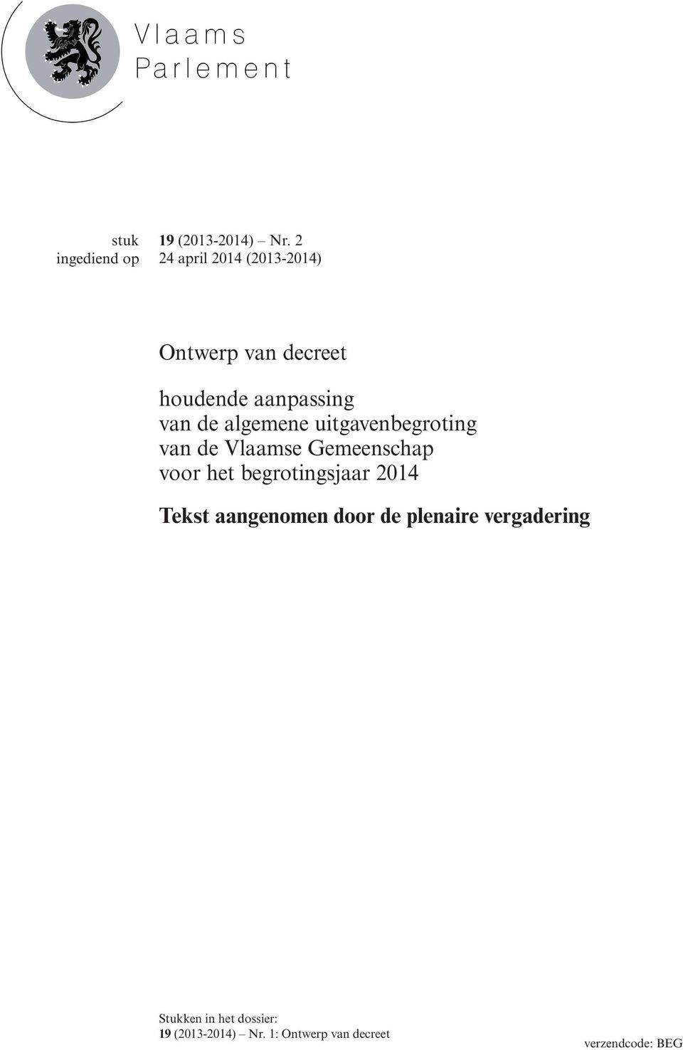 algemene uitgavenbegroting van de Vlaamse Gemeenschap voor het begrotingsjaar