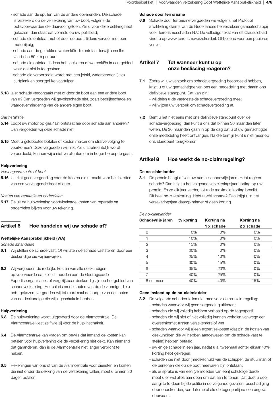 Als u voor deze dekking hebt gekozen, dan staat dat vermeld op uw polisblad; - schade die ontstaat met of door de boot, tijdens vervoer met een motorrijtuig; - schade aan de getrokken waterskiër die