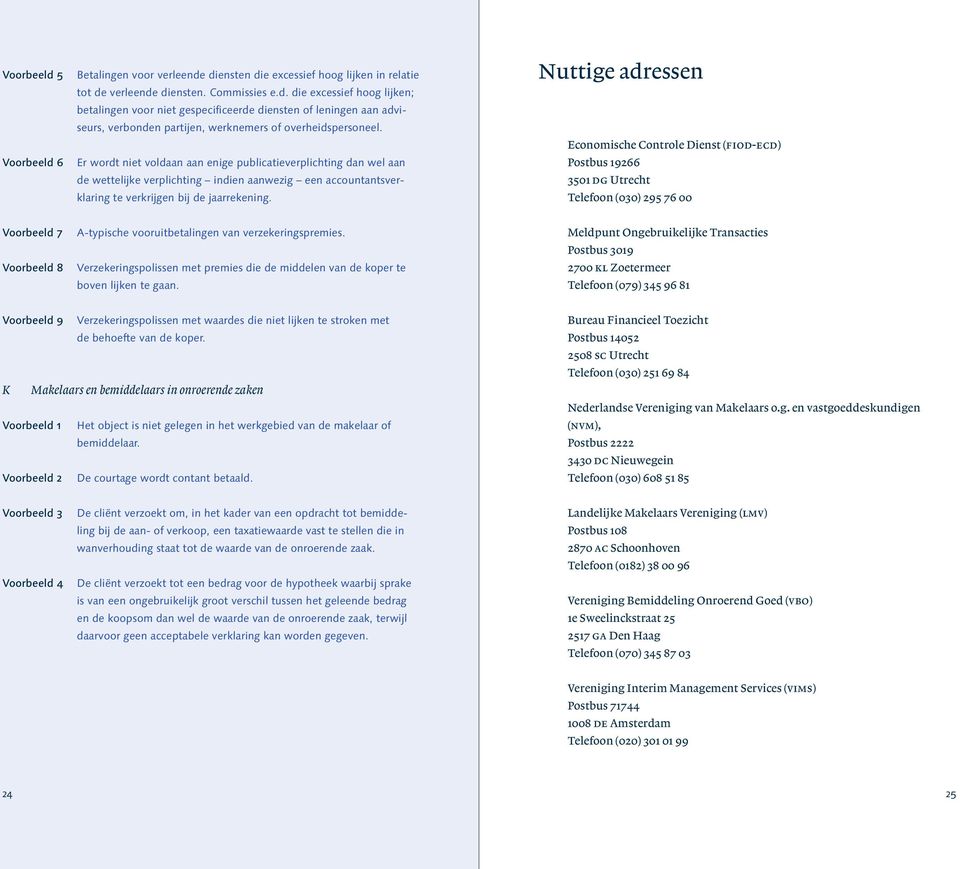 Nuttige adressen Economische Controle Dienst (fiod-ecd) Postbus 19266 3501 dg Utrecht Telefoon (030) 295 76 00 Voorbeeld 7 Voorbeeld 8 A-typische vooruitbetalingen van verzekeringspremies.