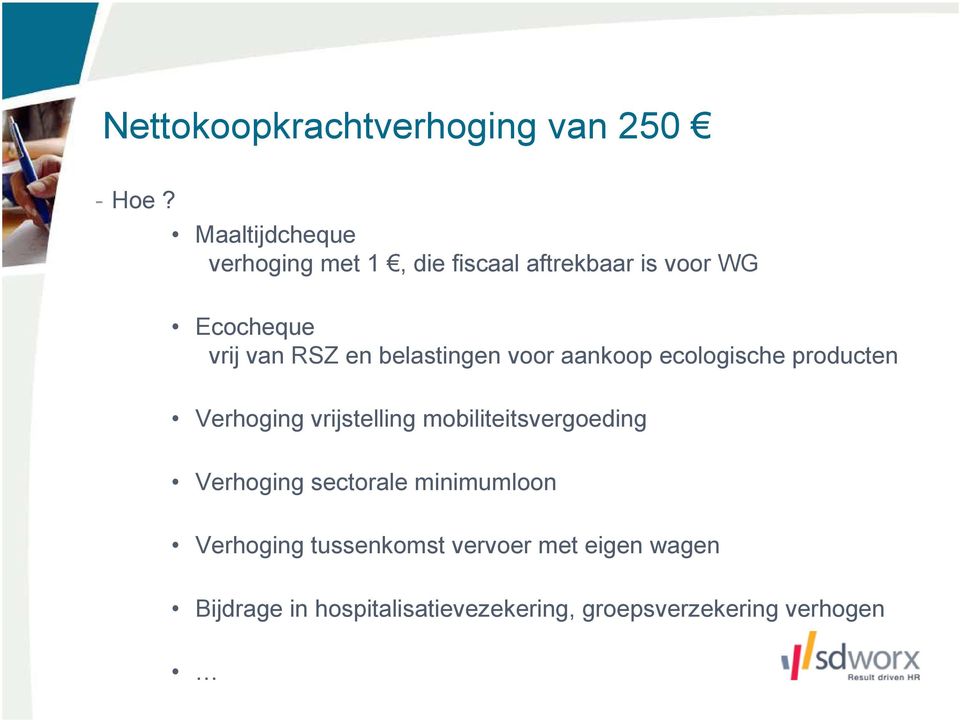 belastingen voor aankoop ecologische producten Verhoging vrijstelling mobiliteitsvergoeding