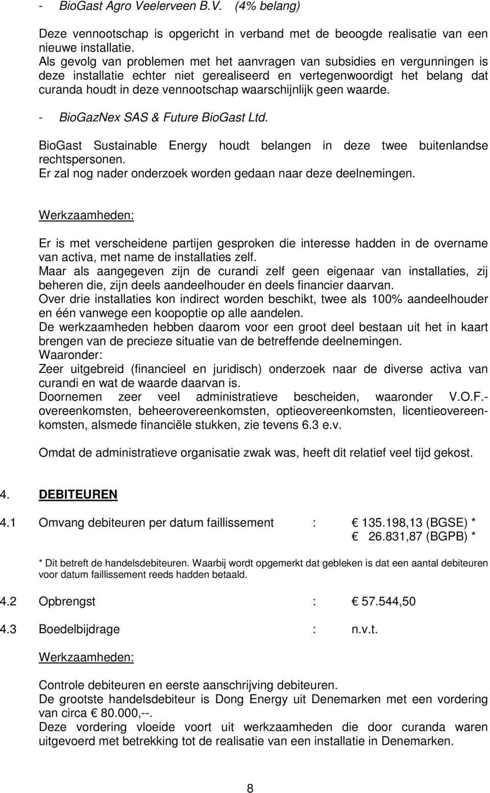 waarschijnlijk geen waarde. BioGazNex SAS & Future BioGast Ltd. BioGast Sustainable Energy houdt belangen in deze twee buitenlandse rechtspersonen.