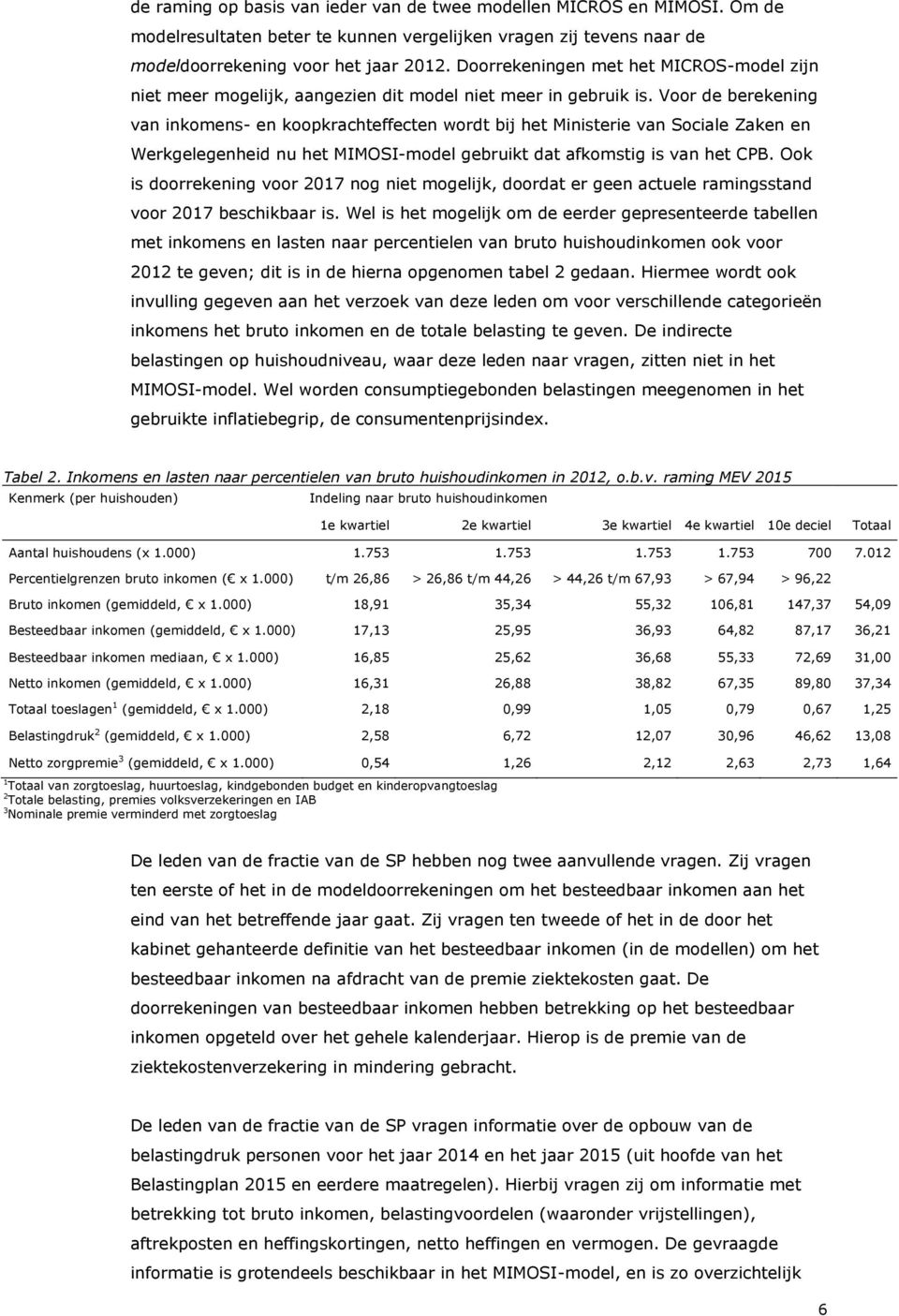 Voor de berekening van inkomens- en koopkrachteffecten wordt bij het Ministerie van Sociale Zaken en Werkgelegenheid nu het MIMOSI-model gebruikt dat afkomstig is van het CPB.