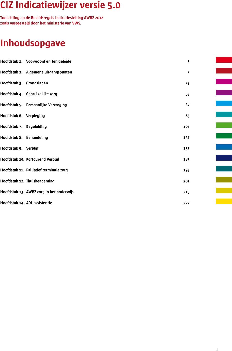 Gebruikelijke zorg 53 Hoofdstuk 5. Persoonlijke Verzorging 67 Hoofdstuk 6. Verpleging 83 Hoofdstuk 7. Begeleiding 107 Hoofdstuk 8. Behandeling 137 Hoofdstuk 9.