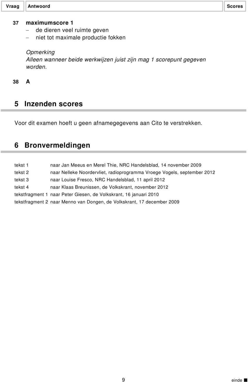 6 Bronvermeldingen tekst 1 naar Jan Meeus en Merel Thie, NRC Handelsblad, 14 november 2009 tekst 2 naar Nelleke Noordervliet, radioprogramma Vroege Vogels, september 2012