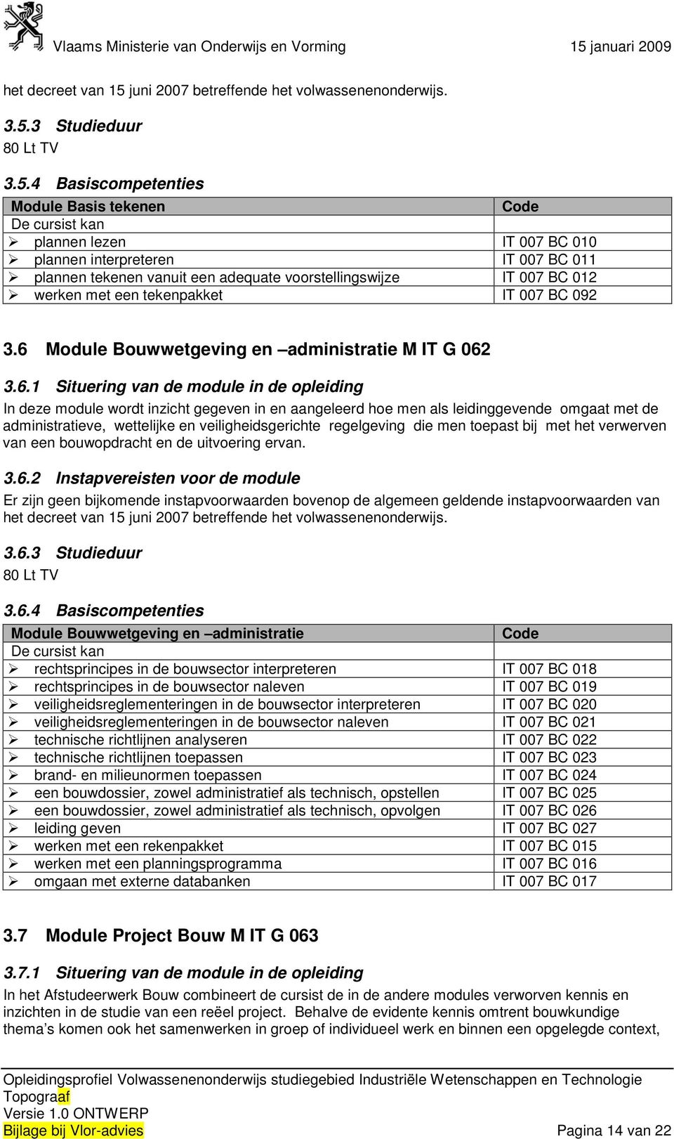 Module Bouwwetgeving en administratie M IT G 062