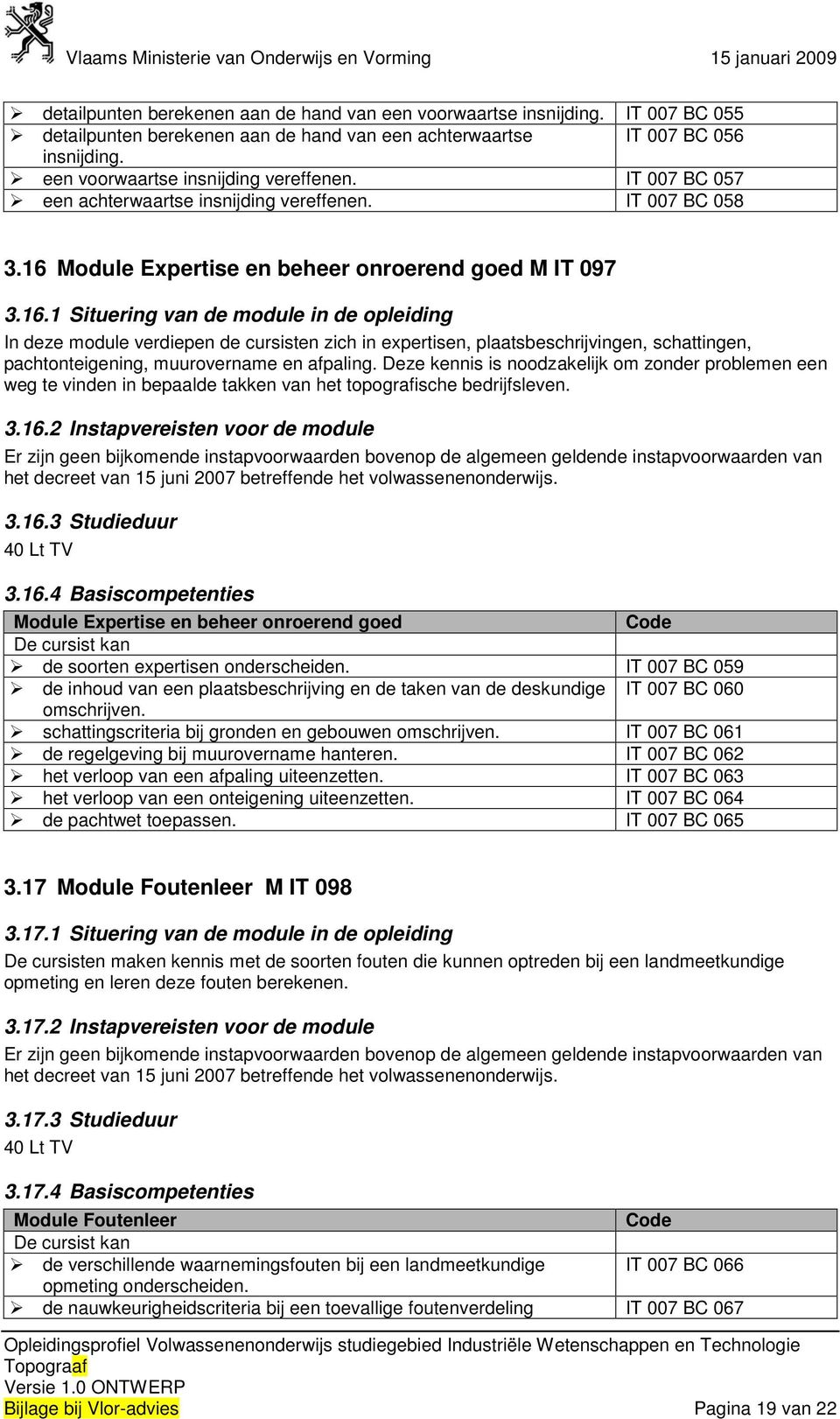 Module Expertise en beheer onroerend goed M IT 097 3.16.