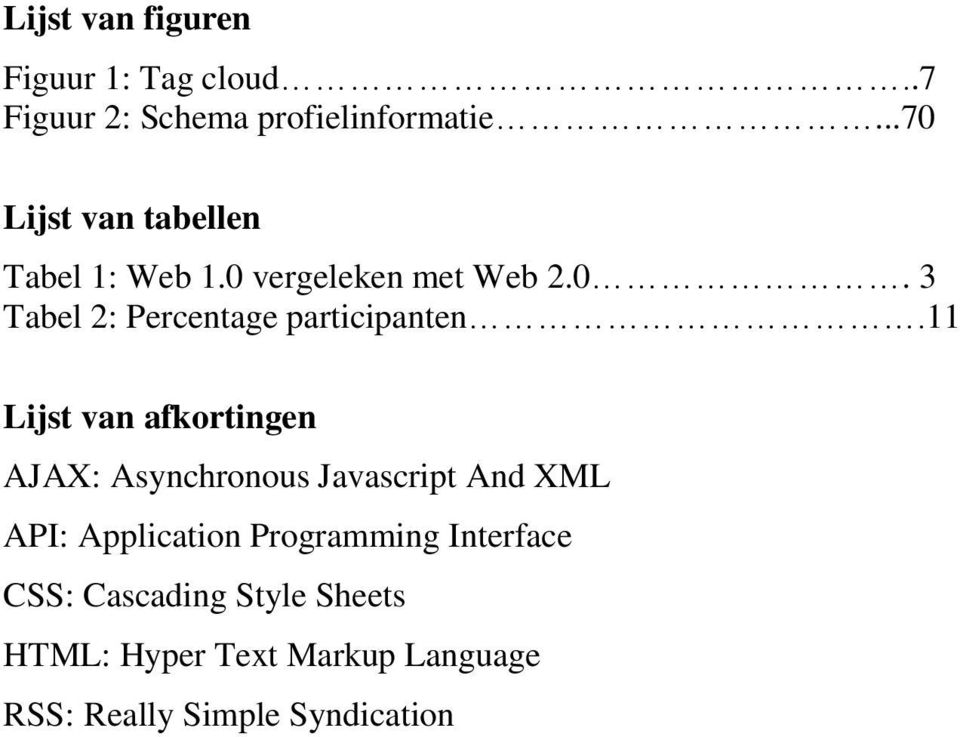11 Lijst van afkortingen AJAX: Asynchronous Javascript And XML API: Application Programming