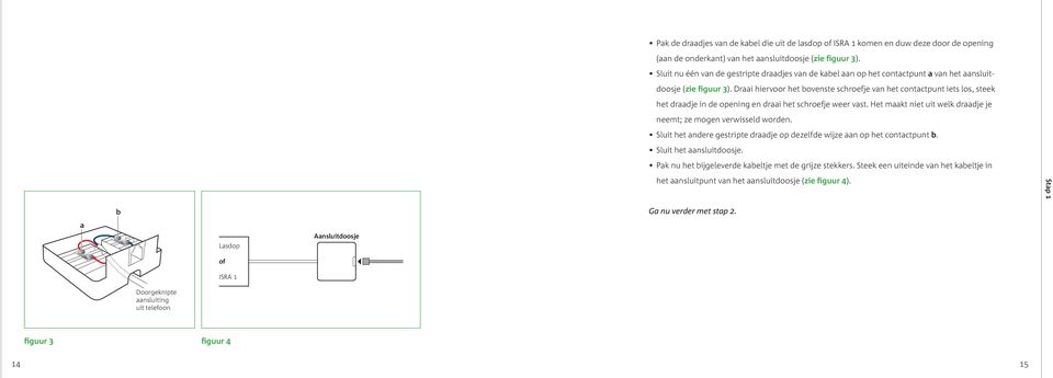 Draai hiervoor het bovenste schroefje van het contactpunt iets los, steek het draadje in de opening en draai het schroefje weer vast.