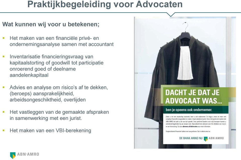 participatie onroerend goed of deelname aandelenkapitaal Advies en analyse om risico s af te dekken, (beroeps)