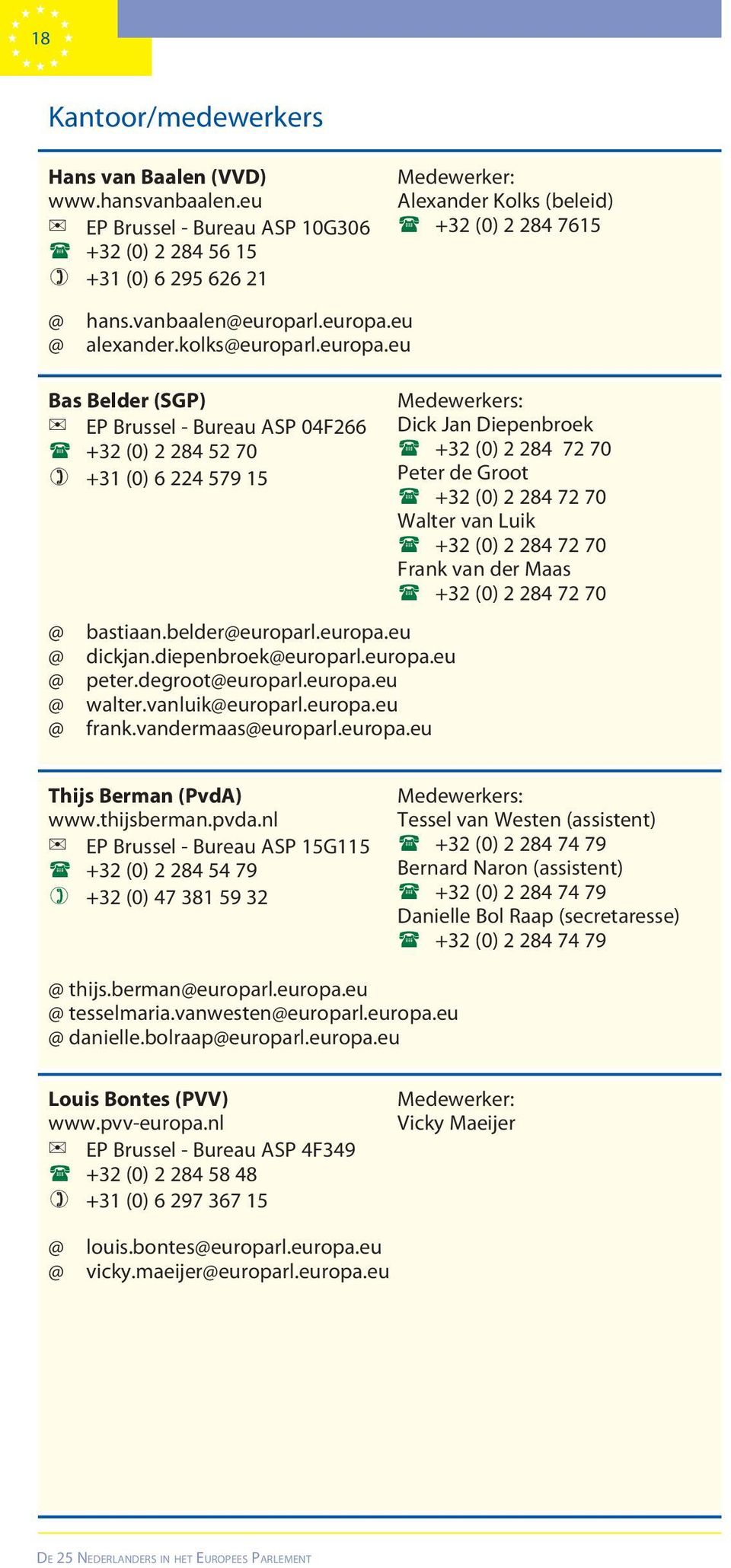 l.europa.eu alexander.kolkseuroparl.europa.eu Bas Belder (SGP) EP Brussel - Bureau ASP 04F266 ( +32 (0) 2 284 52 70 +31 (0) 6 224 579 15 bastiaan.beldereuroparl.europa.eu dickjan.diepenbroekeuroparl.