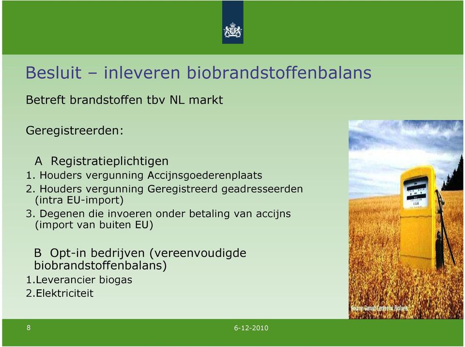 Houders vergunning Geregistreerd geadresseerden (intra EU-import) 3.