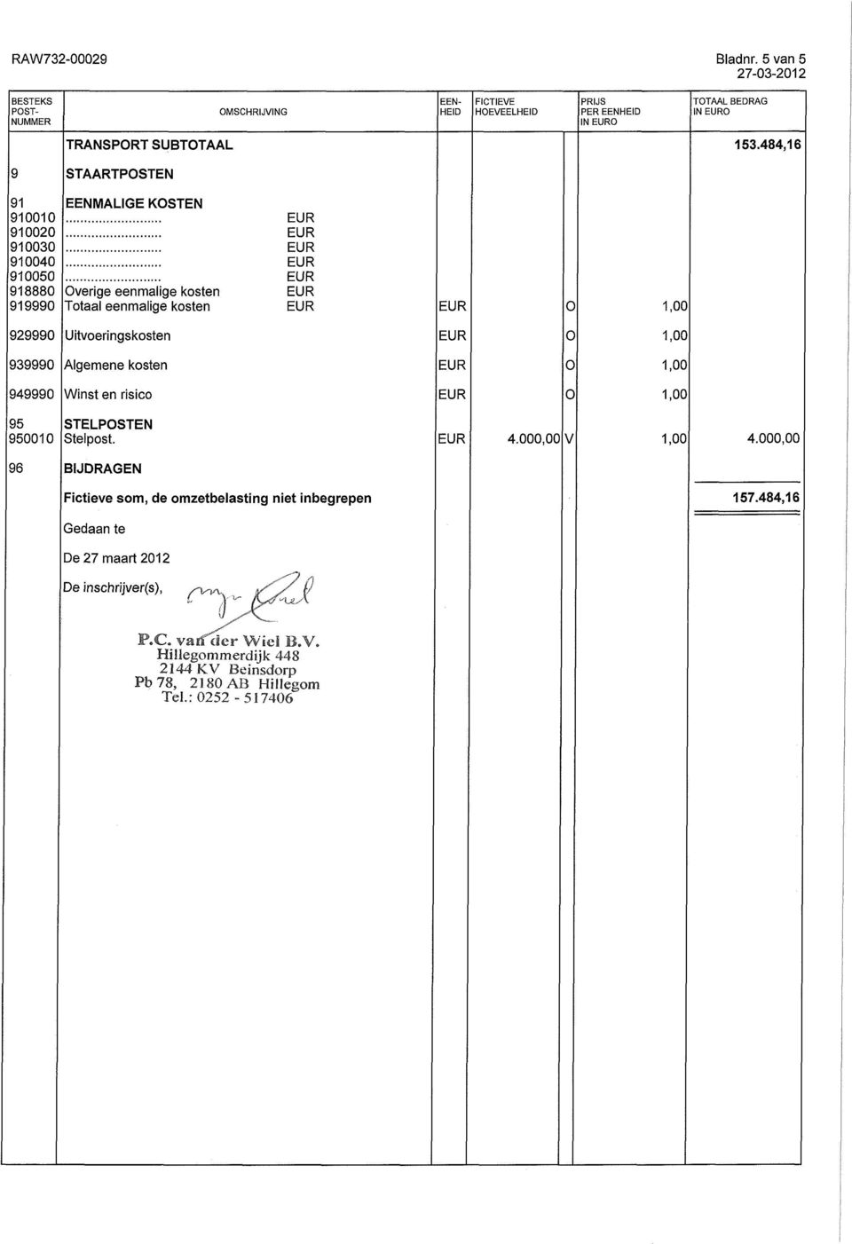 929990 Uitvoeringskoen 939990 Algemene koen 949990 Win en risico 95 950010 96 STELPOSTEN Stelpo.