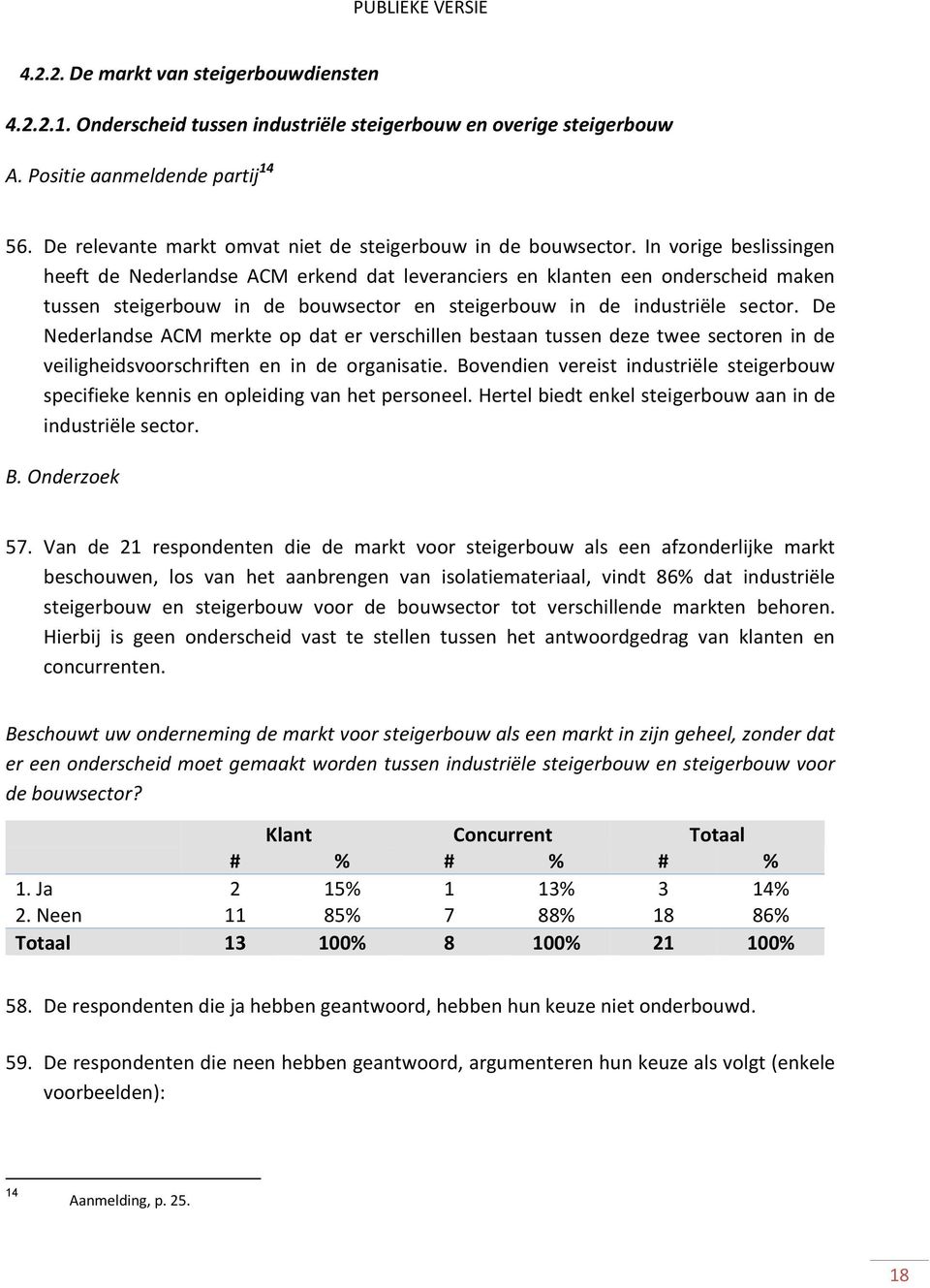 In vorige beslissingen heeft de Nederlandse ACM erkend dat leveranciers en klanten een onderscheid maken tussen steigerbouw in de bouwsector en steigerbouw in de industriële sector.