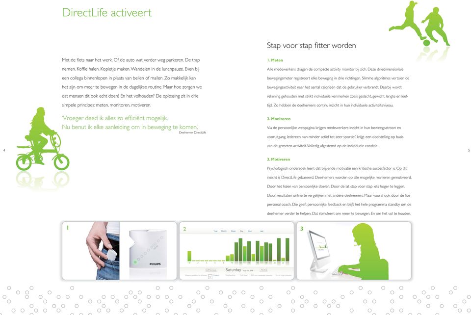 En het volhouden? De oplossing zit in drie simpele principes: meten, monitoren, motiveren. Vroeger deed ik alles zo efficiënt mogelijk. Nu benut ik elke aanleiding om in beweging te komen.