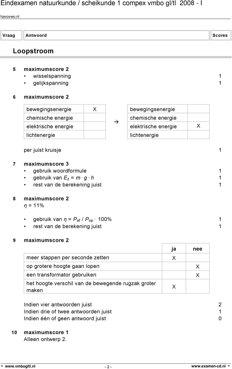 = P af / P op 100% 1 9 maximumscore 2 meer stappen per seconde zetten op grotere hoogte gaan lopen een transformator gebruiken het hoogte verschil van de bewegende rugzak