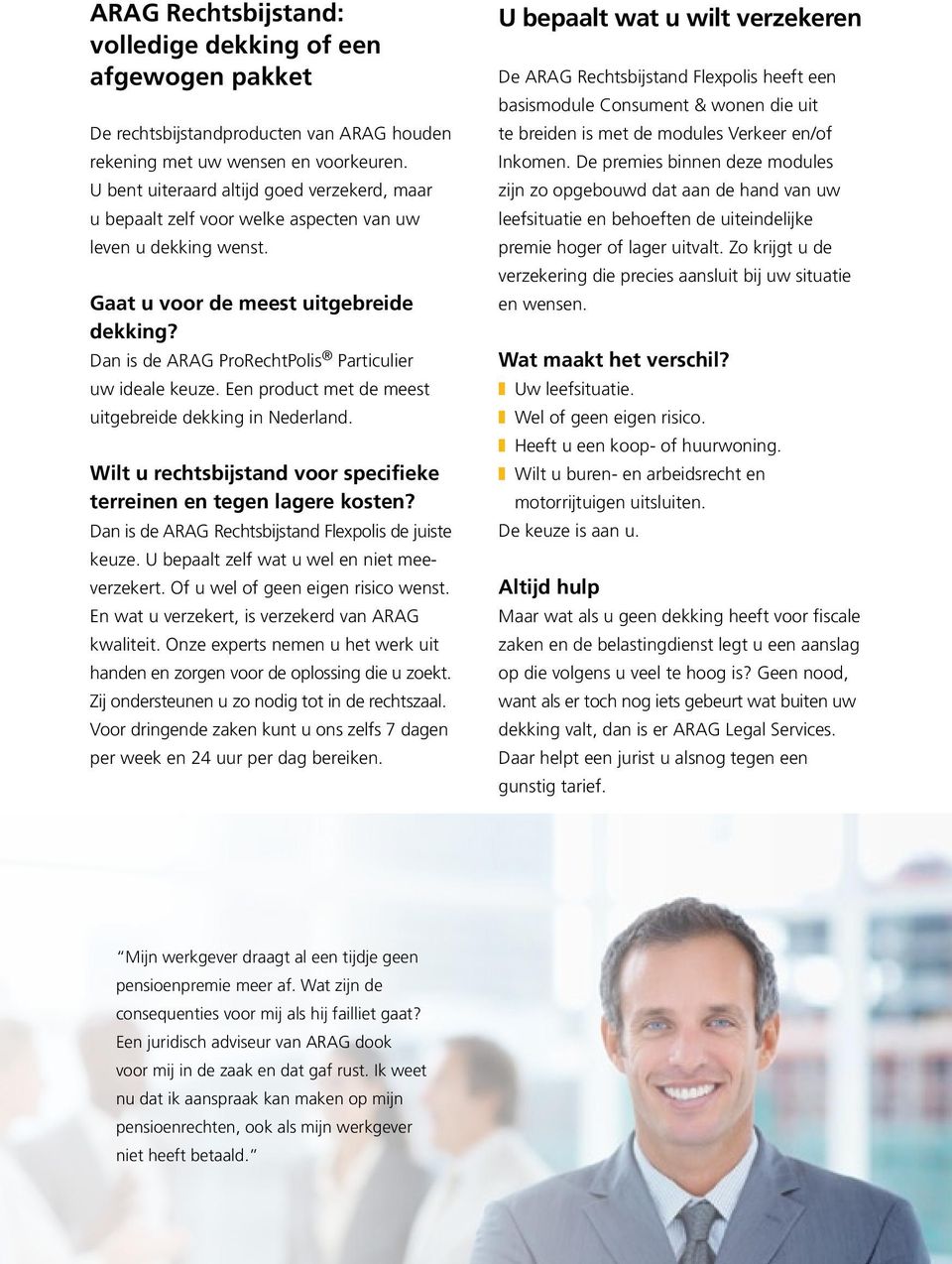 Dan is de ARAG ProRechtPolis Particulier uw ideale keuze. Een product met de meest uitgebreide dekking in Nederland. Wilt u rechtsbijstand voor specifieke terreinen en tegen lagere kosten?