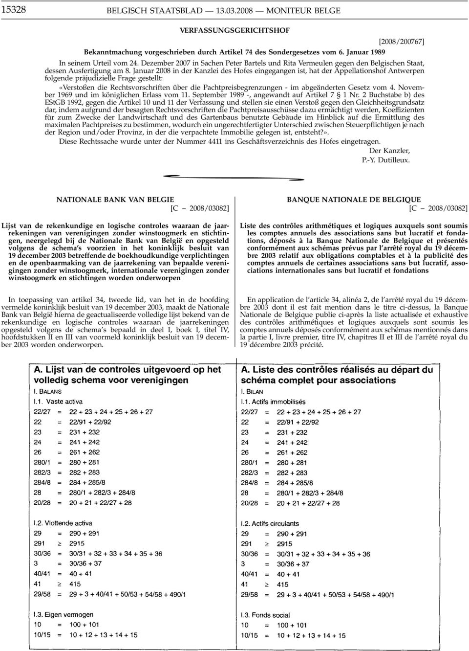 Januar 2008 in der Kanzlei des Hofes eingegangen ist, hat der Appellationshof Antwerpen folgende präjudizielle Frage gestellt: «Verstoßen die Rechtsvorschriften über die Pachtpreisbegrenzungen - im