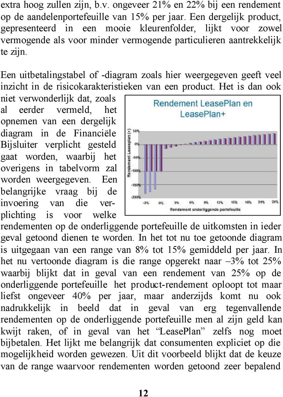 Een uitbetalingstabel of -diagram zoals hier weergegeven geeft veel inzicht in de risicokarakteristieken van een product.