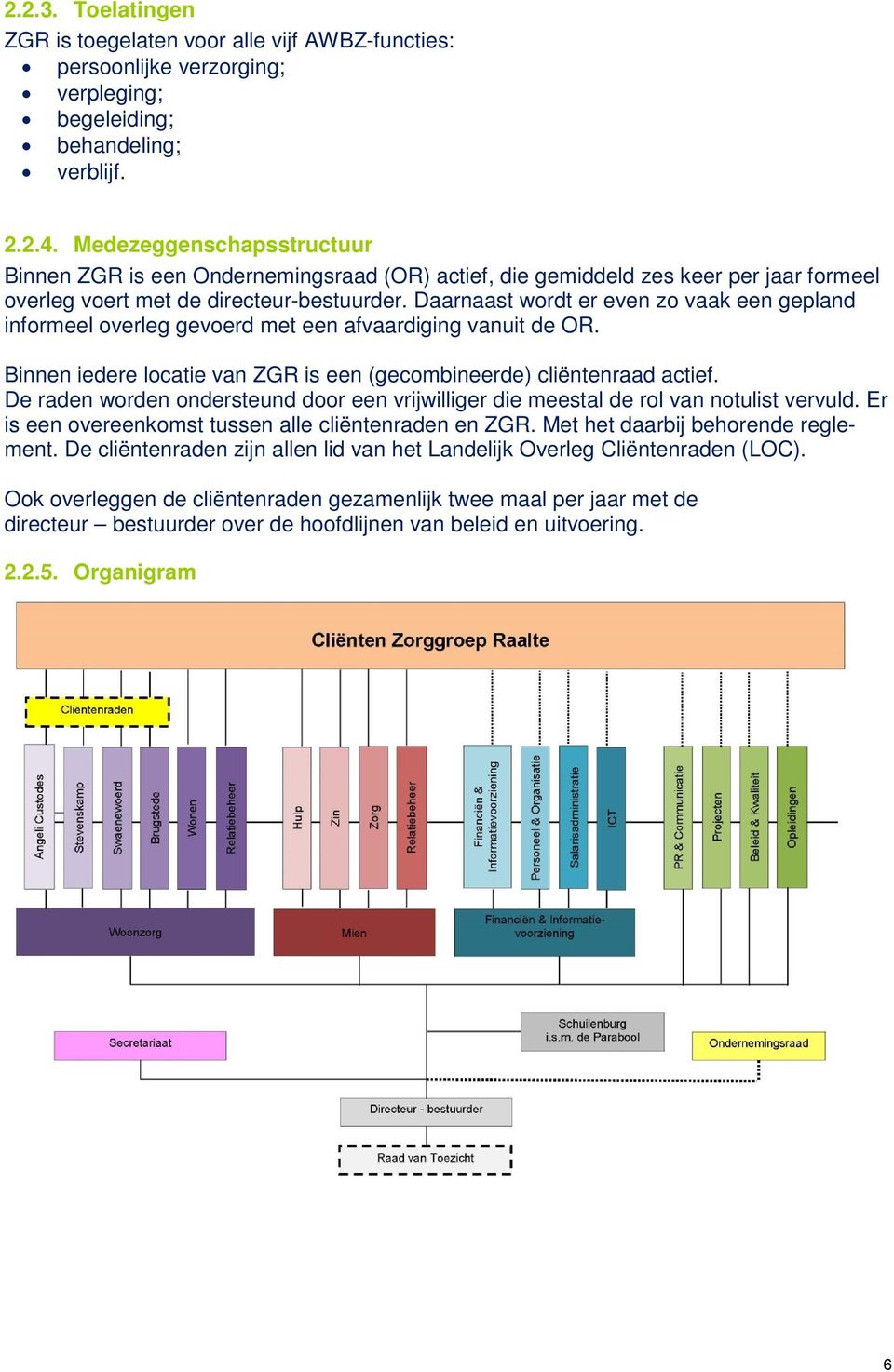 Daarnaast wordt er even zo vaak een gepland informeel overleg gevoerd met een afvaardiging vanuit de OR. Binnen iedere locatie van ZGR is een (gecombineerde) cliëntenraad actief.