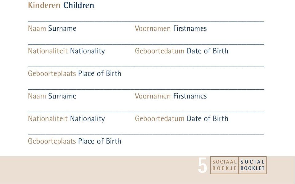 Geboorteplaats Place of Birth Naam Surname Voornamen Firstnames