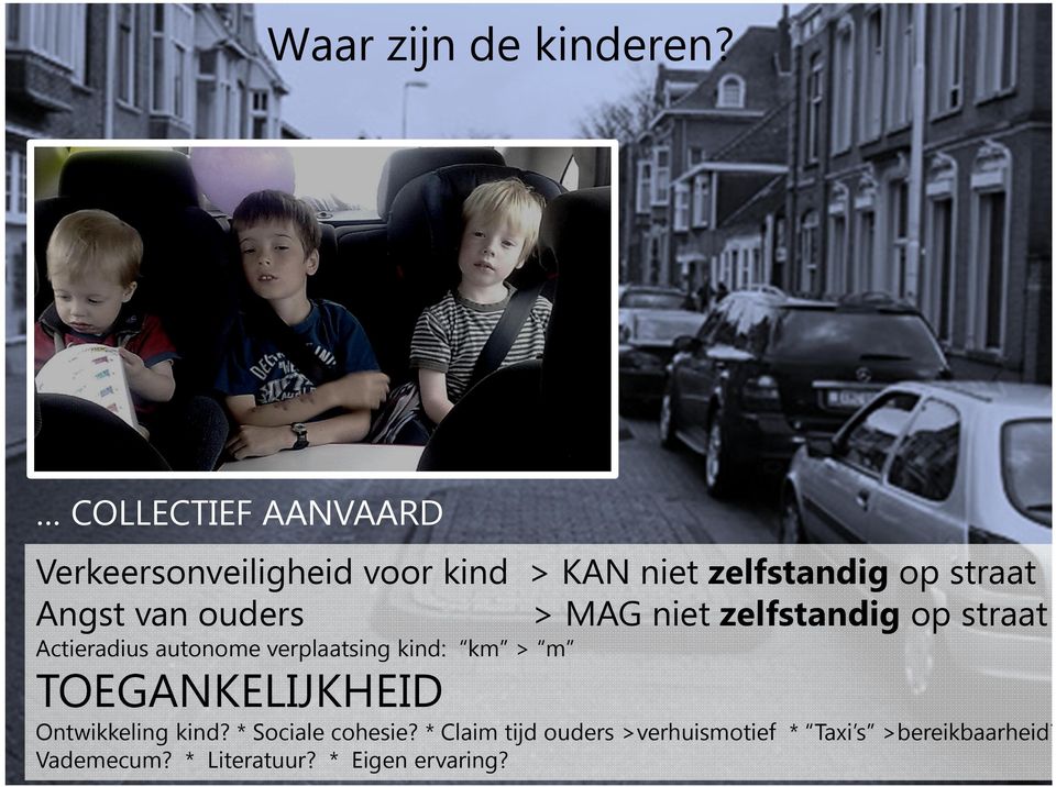 van ouders > MAG niet zelfstandig op straat Actieradius autonome verplaatsing kind: km > m