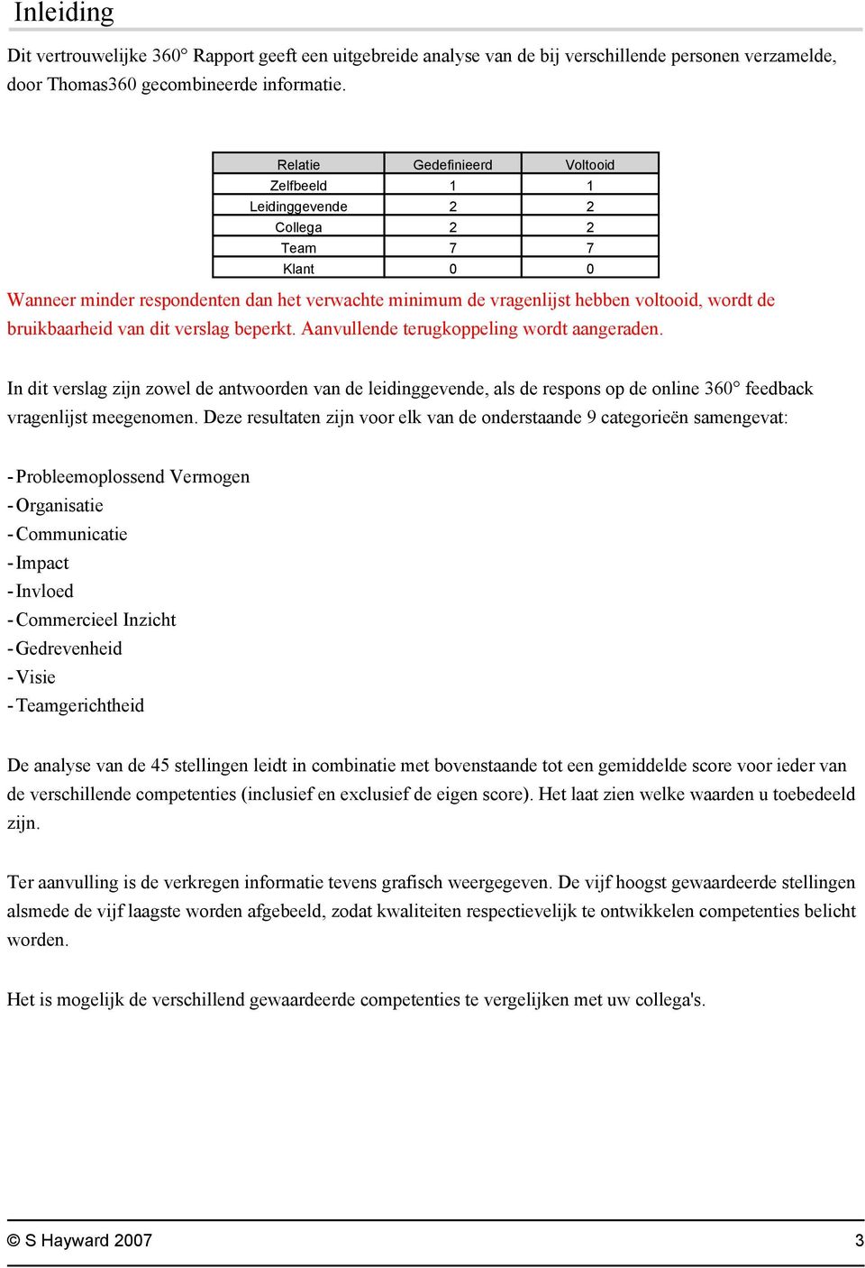 bruikbaarheid van dit verslag beperkt. Aanvullende terugkoppeling wordt aangeraden.