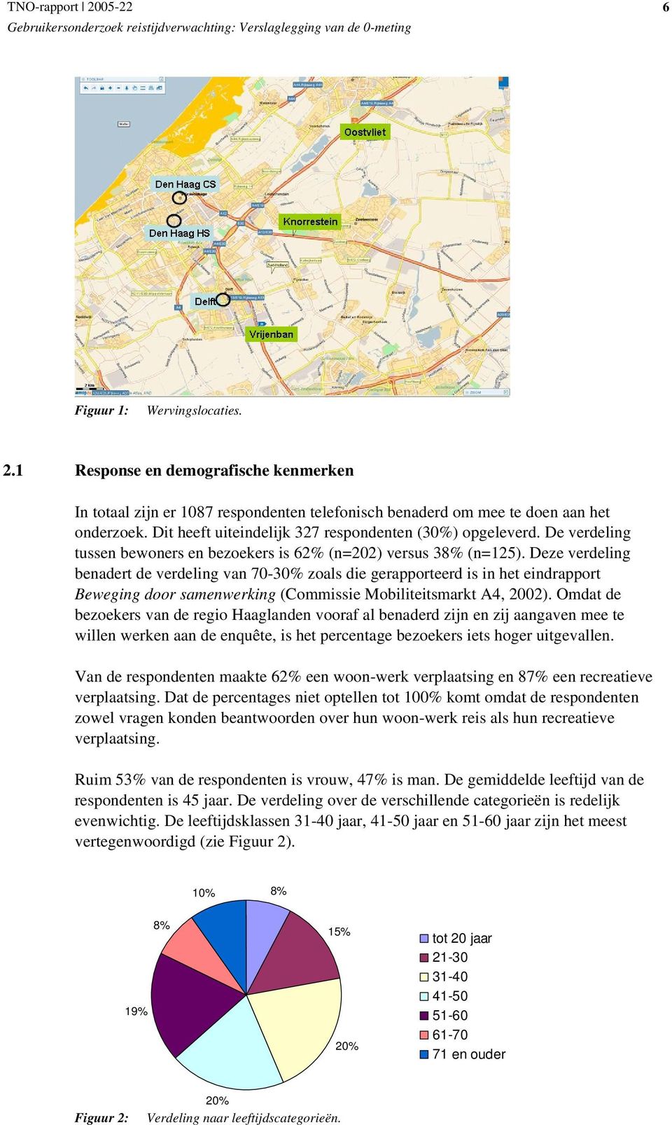 Deze verdeling benadert de verdeling van 70-30% zoals die gerapporteerd is in het eindrapport Beweging door samenwerking (Commissie Mobiliteitsmarkt A4, 2002).