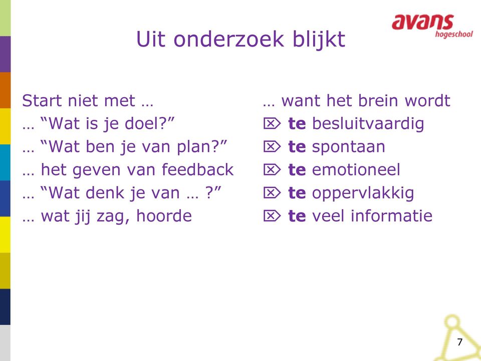 het geven van feedback Wat denk je van?