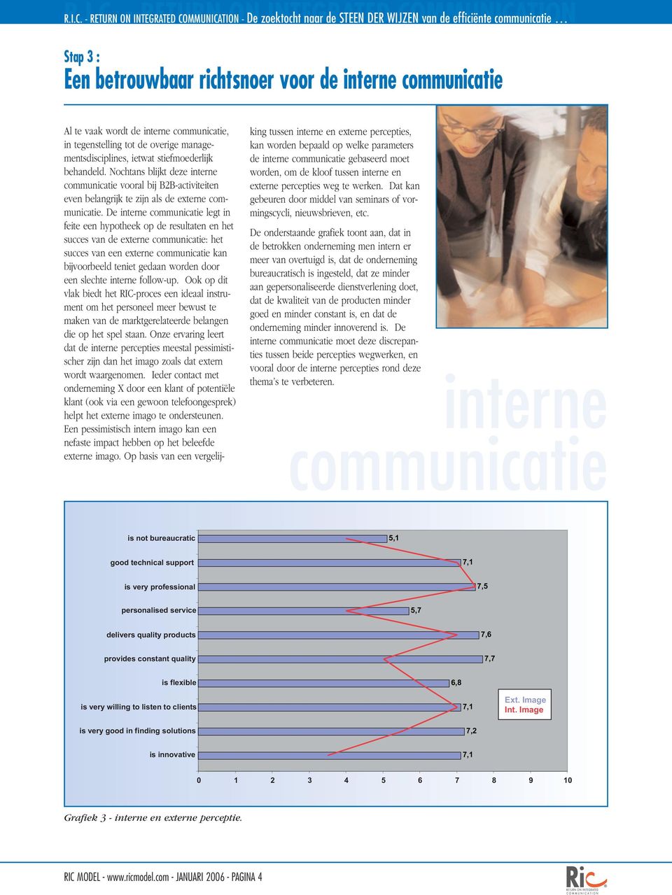 De interne communicatie legt in feite een hypotheek op de resultaten en het succes van de externe communicatie: het succes van een externe communicatie kan bijvoorbeeld teniet gedaan worden door een