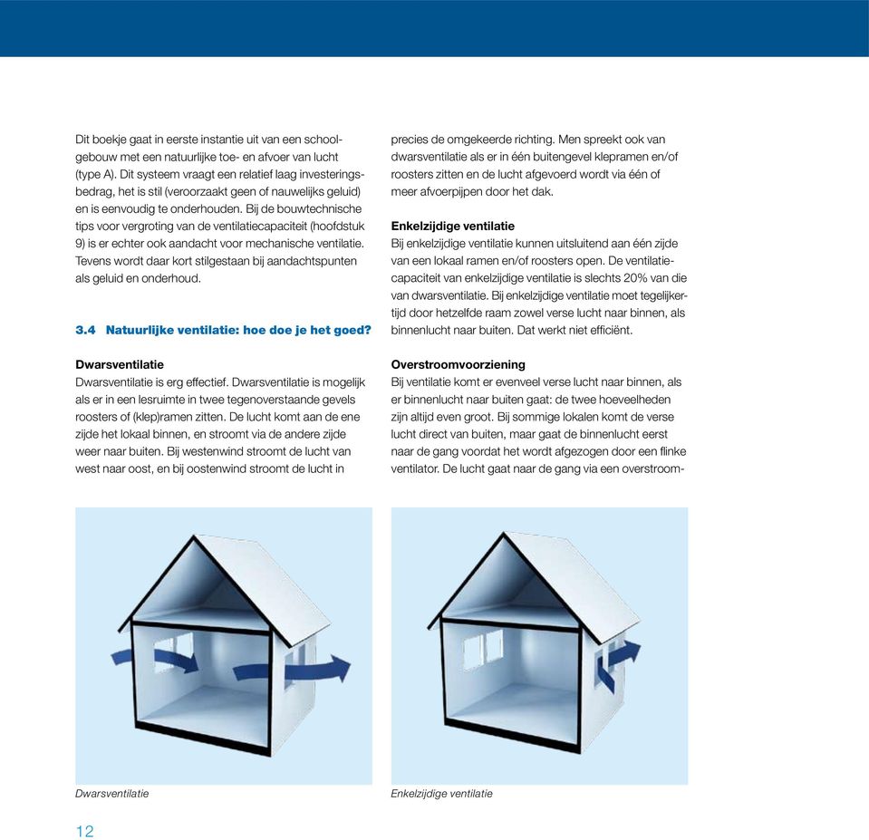 Bij de bouwtechnische tips voor vergroting van de ventilatiecapaciteit (hoofdstuk 9) is er echter ook aandacht voor mechanische ventilatie.