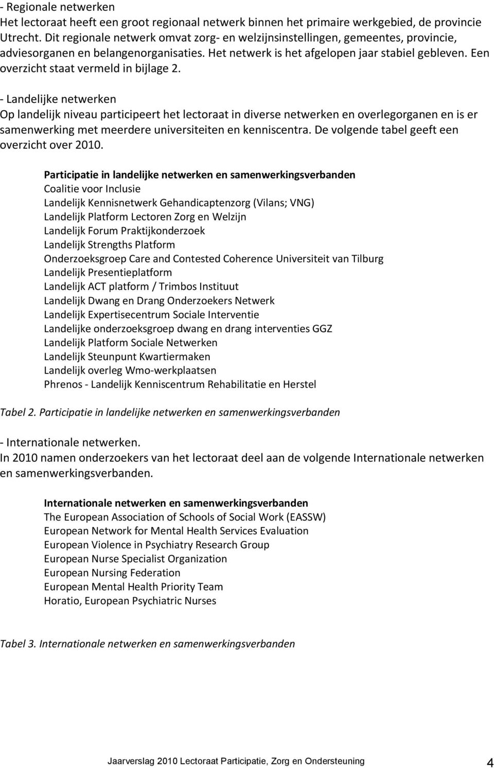 Een overzicht staat vermeld in bijlage 2.