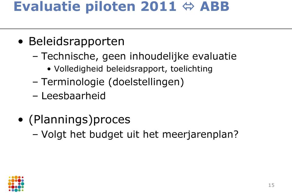 toelichting Terminologie (doelstellingen) Leesbaarheid